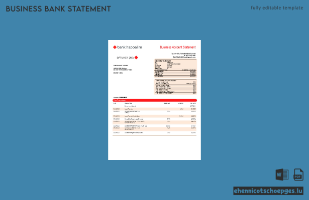 Beispiel eines Kontoauszugs der Bank Hapoalim (Word- und PDF-Datei)